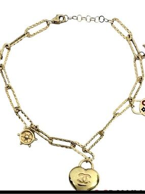 14k solid gold  inspired charm bracelet or Anklet adjustable size